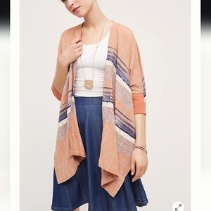 Elevenses Anthropologie Womens XS/S Shoreline Kimono Cardigan Coral flowy boho